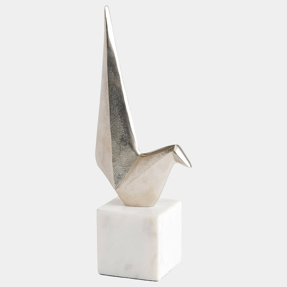 Sitting Origami Bird, Nickel-Accessories-High Fashion Home