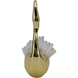 Sitting Swan with Curved Neck, Crystal/Gold-Accessories-High Fashion Home