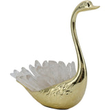 Sitting Swan with Tall Neck, Crystal/Gold-Accessories-High Fashion Home