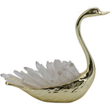 Sitting Swan with Tall Neck, Crystal/Gold-Accessories-High Fashion Home