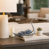 Sitting Swan with Tall Neck, Stone/Silver-Accessories-High Fashion Home