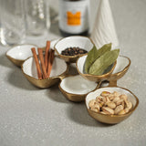 Small Cluster of 9 Serving Bowls, Gold/White-Accessories-High Fashion Home