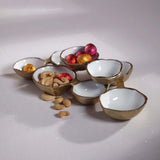 Small Cluster of 9 Serving Bowls, Gold/White-Accessories-High Fashion Home