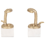 Snake Bookends, Gold, Set of 2-Accessories-High Fashion Home