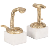 Snake Bookends, Gold, Set of 2-Accessories-High Fashion Home