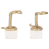 Snake Bookends, Gold, Set of 2-Accessories-High Fashion Home