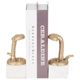 Snake Bookends, Gold, Set of 2-Accessories-High Fashion Home