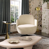 Solange Swivel Chair, Cream-Furniture - Chairs-High Fashion Home