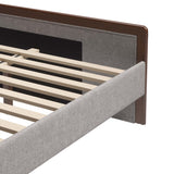 Somune Queen Bed, Gray/Walnut-Furniture - Bedroom-High Fashion Home