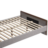 Somune Queen Bed, Gray/Walnut-Furniture - Bedroom-High Fashion Home