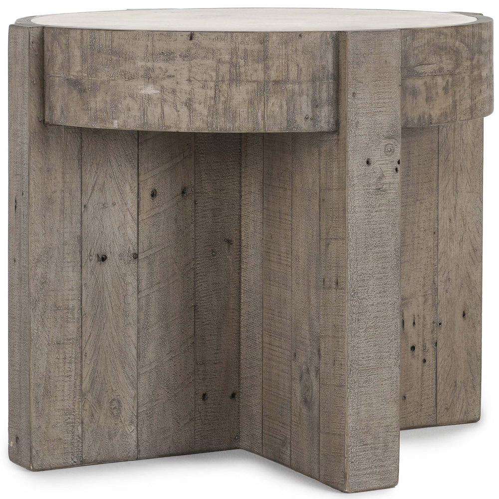 Sonoma Round End Table, Antique White/Distressed Gray