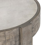 Sonoma Round End Table, Antique White/Distressed Gray