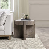Sonoma Round End Table, Antique White/Distressed Gray