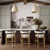 Spara Vegan Leather Counter Stool, White-Furniture - Chairs-High Fashion Home