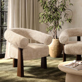 Spara Vegan Shearling Accent Chair, Natural-Furniture - Chairs-High Fashion Home