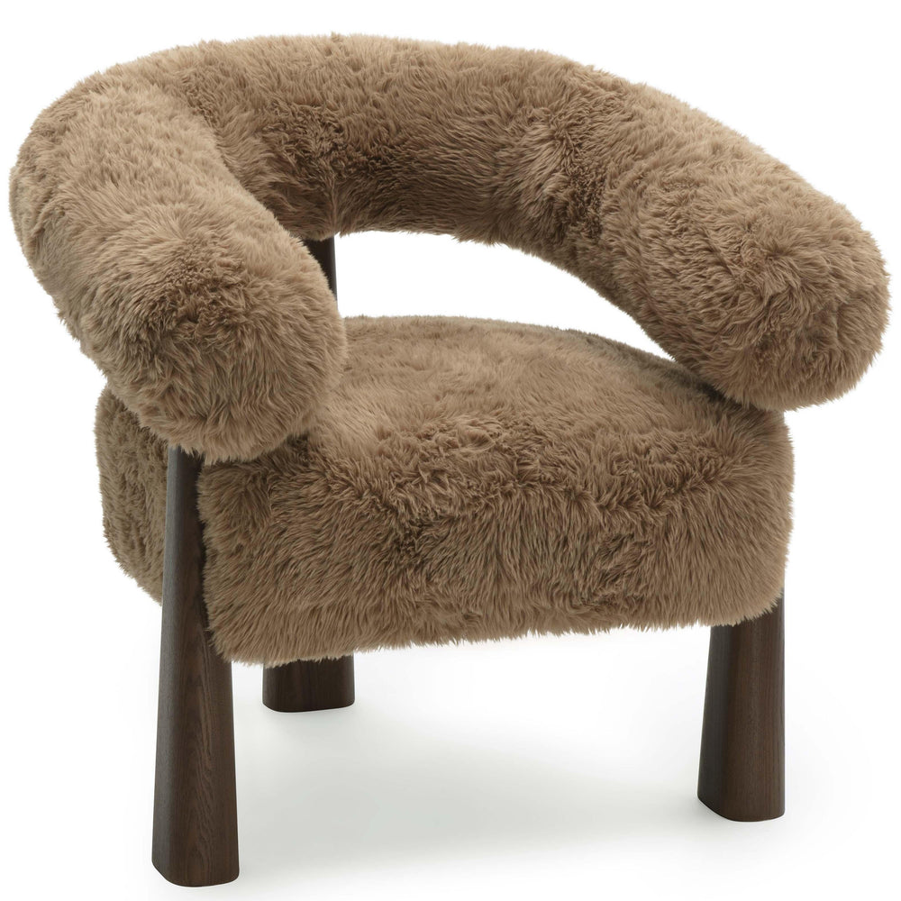 Spara Vegan Shearling Accent Chair, Taupe-Furniture - Chairs-High Fashion Home