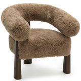 Spara Vegan Shearling Accent Chair, Taupe-Furniture - Chairs-High Fashion Home