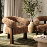 Spara Vegan Shearling Accent Chair, Taupe-Furniture - Chairs-High Fashion Home