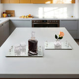 Sparkly Geo Glass Trays, Silver-Accessories-High Fashion Home