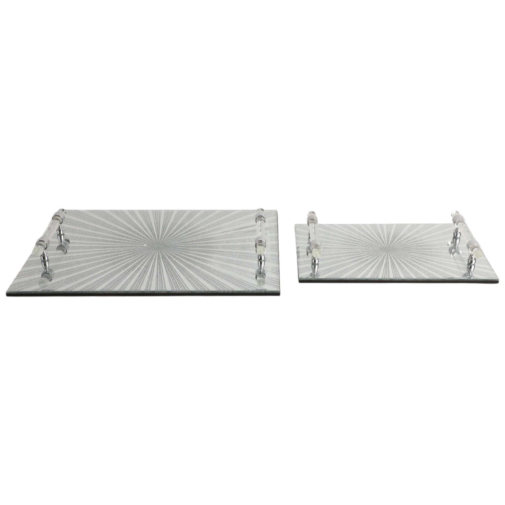 Sparkly Starburst Glass Trays, Silver-Accessories-High Fashion Home