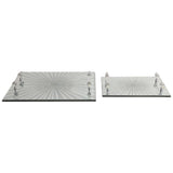 Sparkly Starburst Glass Trays, Silver-Accessories-High Fashion Home