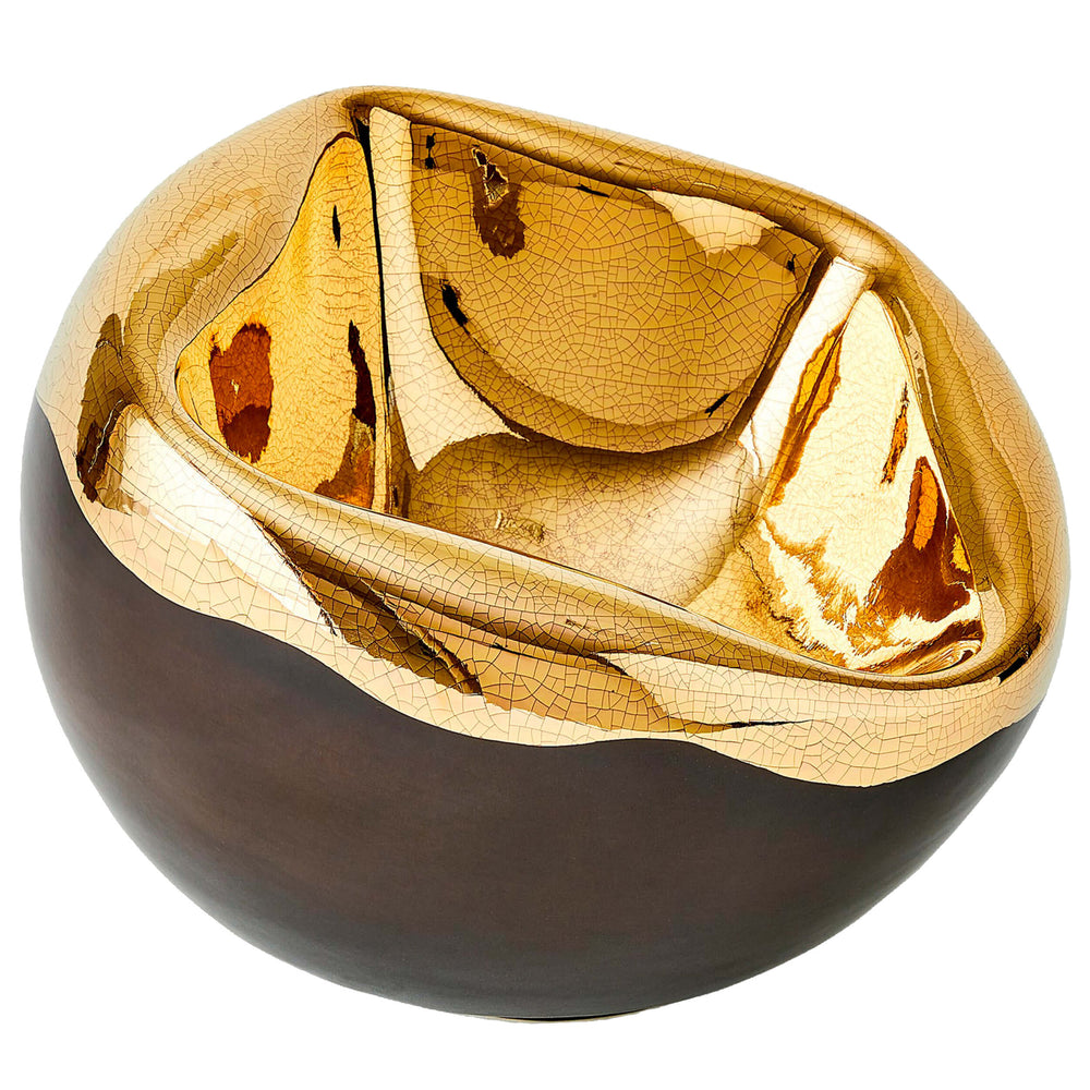 Squished Bowl, Gold Crackle