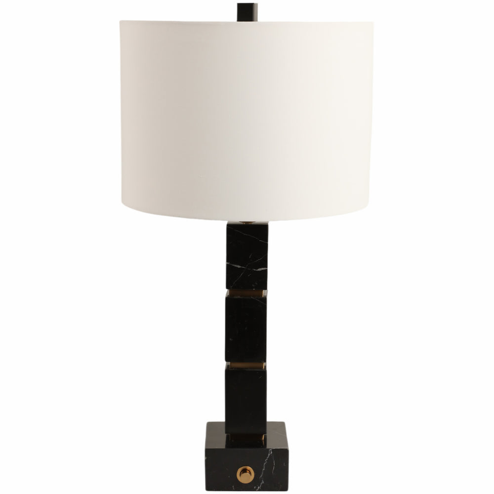 Stacked Marble Cubes Table Lamp, Black-Lighting-High Fashion Home