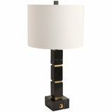 Stacked Marble Cubes Table Lamp, Black-Lighting-High Fashion Home