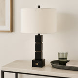 Stacked Marble Cubes Table Lamp, Black-Lighting-High Fashion Home