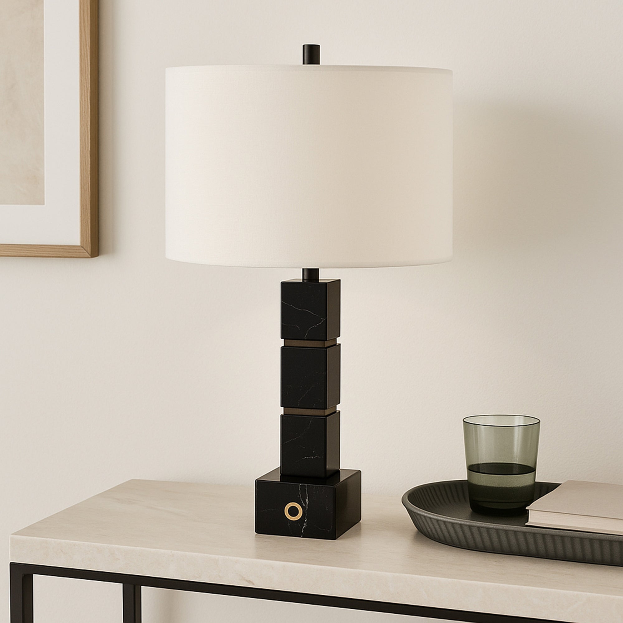 Stacked Marble Cubes Table Lamp, Black – High Fashion Home