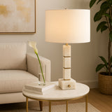 Stacked Marble Cubes Table Lamp, White-Lighting-High Fashion Home