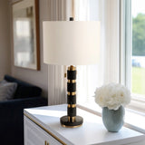 Stacked Marble Lamp, Black/Gold-Lighting-High Fashion Home