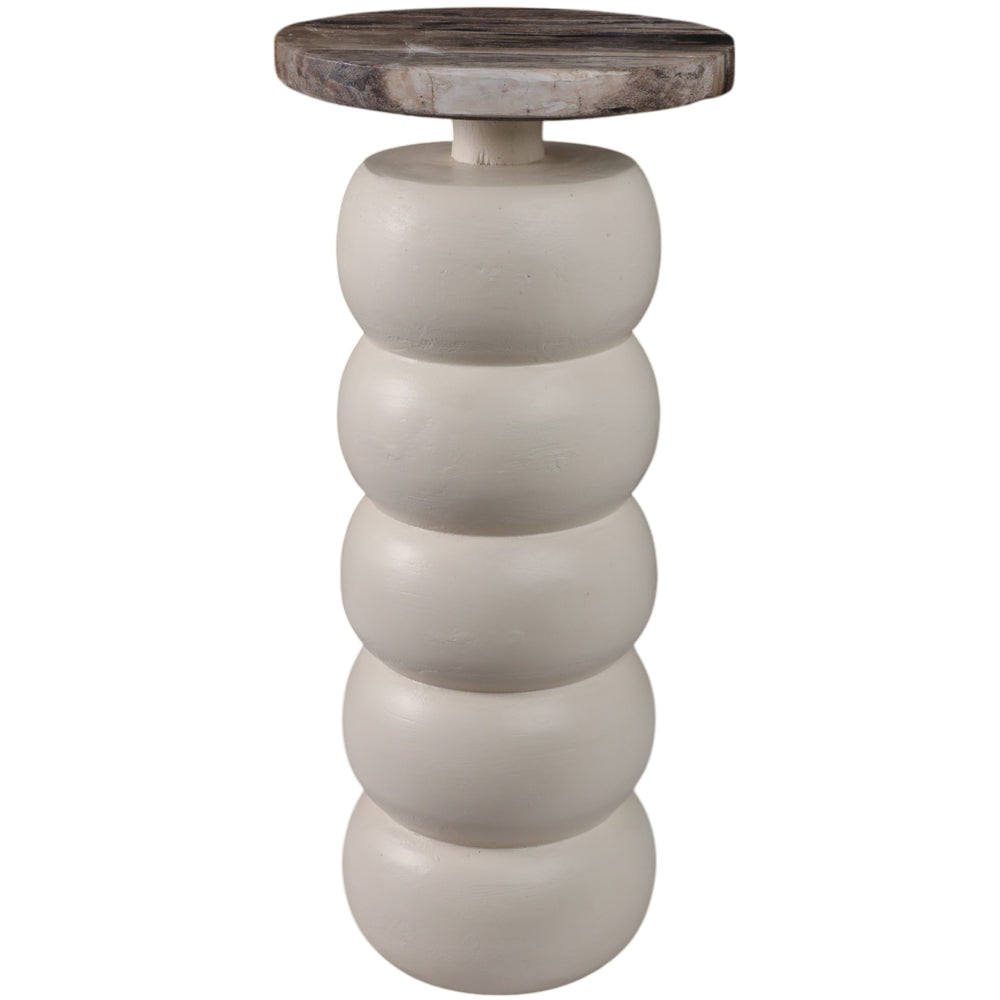 Stacked Ring Accent Table, White