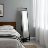 Standing Mirror w/Hooks, Black