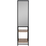 Standing Mirror w/Shelves, Black