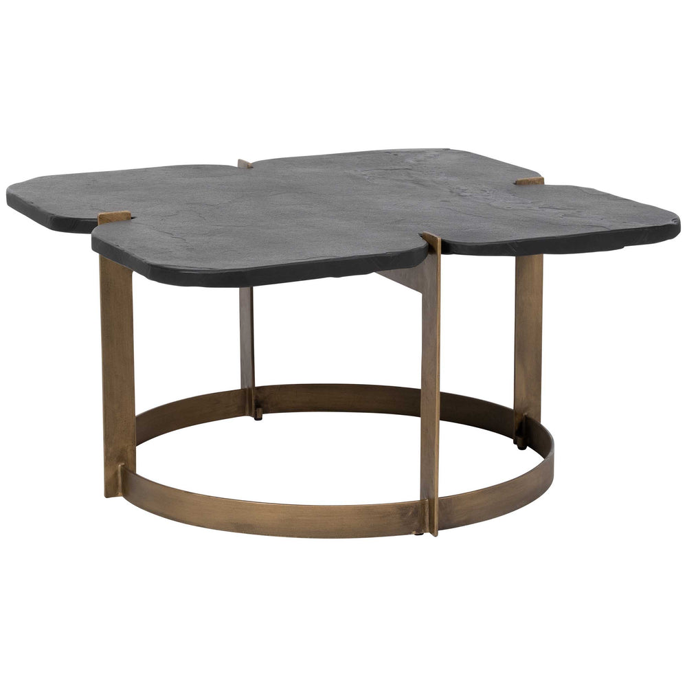 Stone Top Coffee Table, Black-Furniture - Accent Tables-High Fashion Home