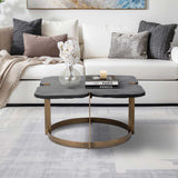 Stone Top Coffee Table, Black-Furniture - Accent Tables-High Fashion Home