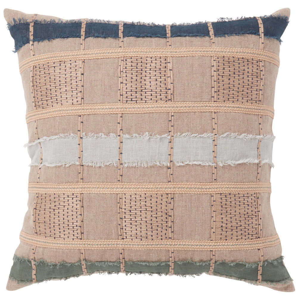 Stratton Pillow, Natural/Blue Multi