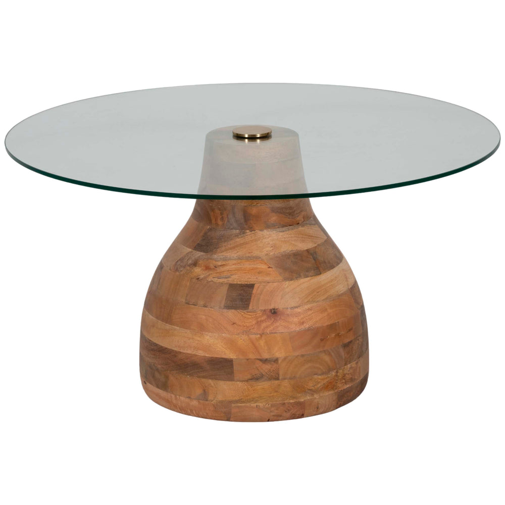 Striped Wood Coffee Table, Natural-Furniture - Accent Tables-High Fashion Home