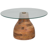 Striped Wood Coffee Table, Natural-Furniture - Accent Tables-High Fashion Home