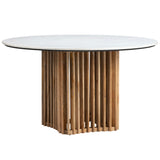 Sullivan Round Dining Table, White/Natural-Furniture - Dining-High Fashion Home