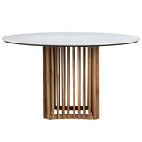 Sullivan Round Dining Table, White/Natural-Furniture - Dining-High Fashion Home