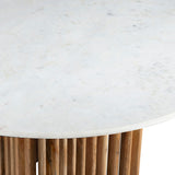 Sullivan Round Dining Table, White/Natural-Furniture - Dining-High Fashion Home