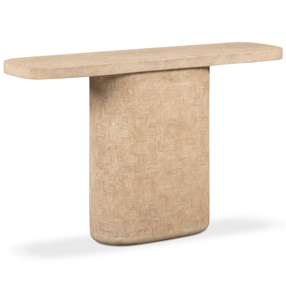 Suraya 55" Outdoor Console Table, Faux Travertine