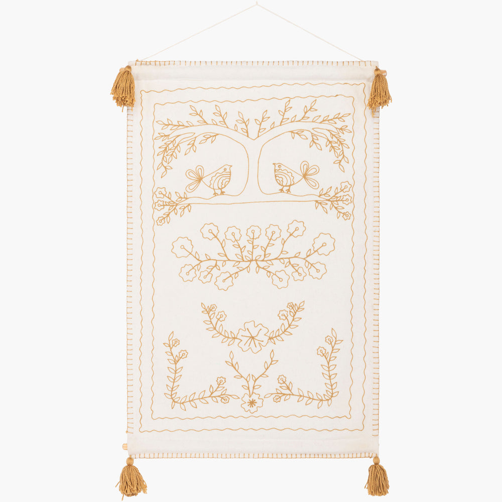 Surya Livabliss Wall Hanging Folk Tale FKL-1001, Ivory/Camel