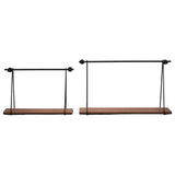 Swing-Like Wall Shelves, Black/Brown, Set of 2