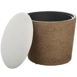 Sylas Ottoman, Off White-Furniture - Benches-High Fashion Home