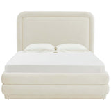 Briella Velvet Bed, Cream-Furniture - Bedroom-High Fashion Home