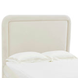 Briella Velvet Bed, Cream-Furniture - Bedroom-High Fashion Home