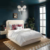 Briella Velvet Bed, Cream-Furniture - Bedroom-High Fashion Home